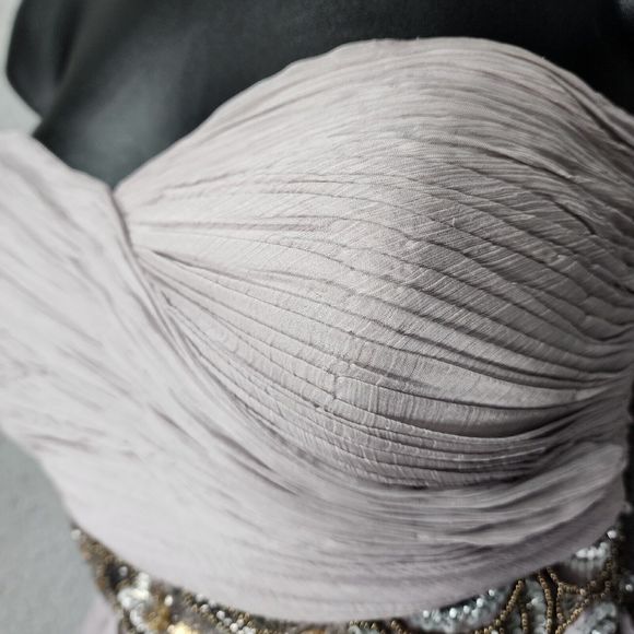 SUE WONG Women's 4 Gray Strapless NWOT Beaded Sequined Cocktail Formal Dress - Picture 4 of 14